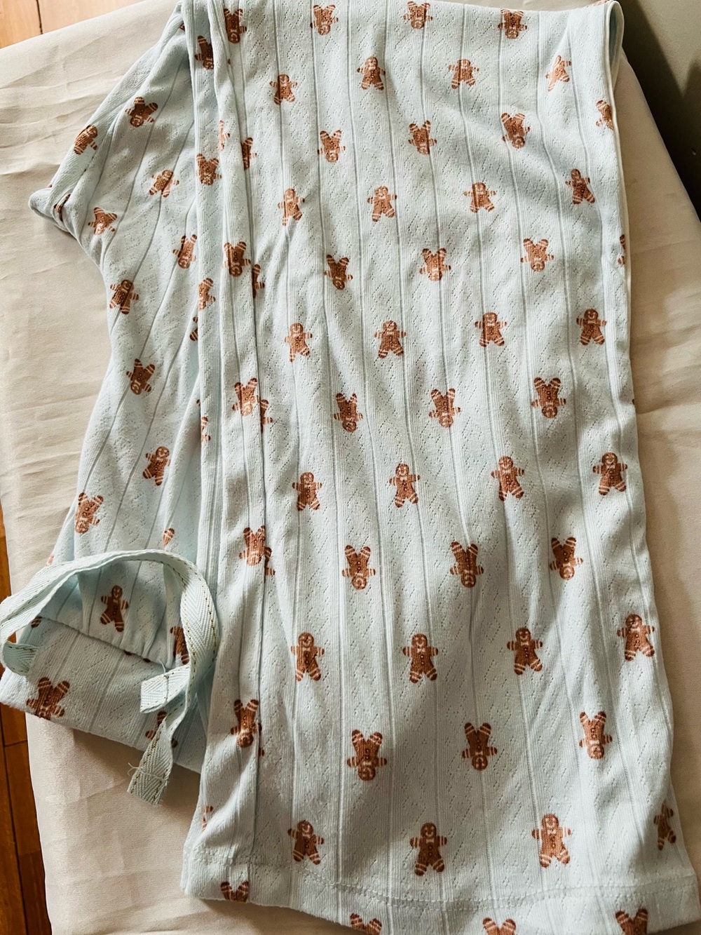 Light Blue Gingerbread Print Pajama Set - Picture 2 of 4